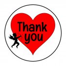 30 1.5" Thank You Red Heart Cupid Favor Labels Round Stickers