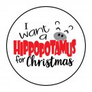 48 Christmas Hippopotamus Envelope Seals Labels Stickers 1.2" Round
