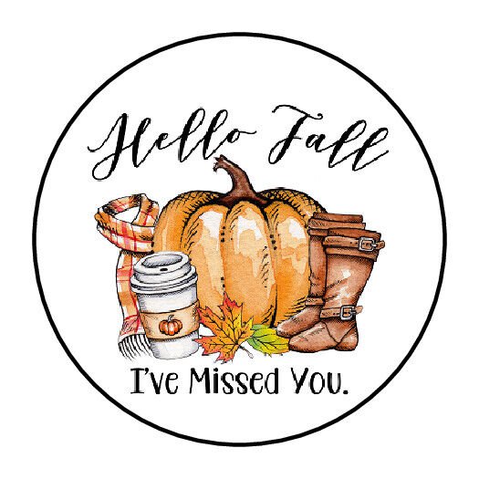 48 Hello Fall Envelope Seals Labels Stickers 1.2" Round