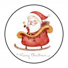 30 1.5" Merry Christmas Santa Favor Labels Round Stickers Envelope Seals