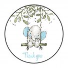 30 1.5" Thank You Elephant Its A Boy Favor Labels Round Stickers Envelope Seals