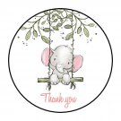 30 1.5" Thank You Elephant Girl Favor Labels Round Stickers Envelope Seals