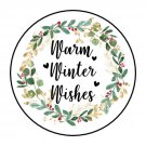30 1.5" Warm Winter Wishes Thank You Order Envelope Seals Labels Stickers