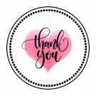 30 1.5" Pink Heart Thank You Order Envelope Seals Labels Stickers