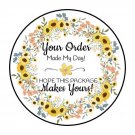 30 1.5" Sunflower Flowers Wreath Thank You Order Envelope Seals Labels Stickers