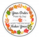 30 1.5" Fall Leaves Wreath Thank You Order Envelope Seals Labels Stickers