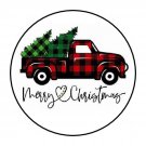 30 1.5" Merry Christmas Truck Envelope Seals Shipping Favor Labels Stickers