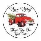 30 1.5" Thank You Order Holiday Christmas Truck Favor Labels Round Stickers