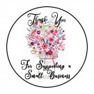 30 1.5" Thank You Order Small Business Flowers Favor Labels Round Stickers