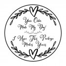 30 1.5" Thank You Order Heart Wreath Favor Labels Round Stickers