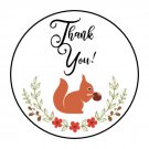 30 1.5" Thank You Fall Squirrel Heart Favor Labels Round Stickers
