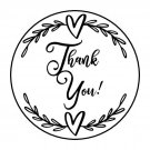 30 1.5" Thank You Laurel Wreath Heart Favor Labels Round Stickers