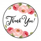 30 1.5" Thank You Pink Roses Favor Labels Round Stickers