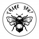 30 1.5" Thank You Bee Black White Favor Labels Round Stickers