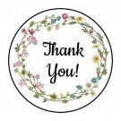 30 1.5" Thank You Wildflower Wreath Favor Labels Round Stickers