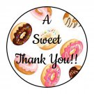 30 1.5" Thank You Sweet Donuts Donut Favor Labels Round Stickers