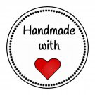 30 Thank You Handmade With Love Red Heart 1.5 Inch Labels Round Stickers