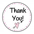 30 Thank You Pink Heart Arrow 1.5 Inch Labels Round Stickers