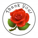 Thank You Red Rose Favor Labels Round Stickers 2 Sizes Available 1.2" & 1.5"