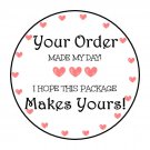 30 1.5" Thank You Hearts Made My Day Favor Labels Round Stickers