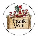 30 1.5" Thank You Chicken Favor Labels Round Stickers