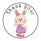 30 1.5" Thank You Girl Bunny Favor Labels Round Stickers