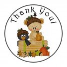 30 1.5" Thank You Bear Crow Favor Labels Round Stickers
