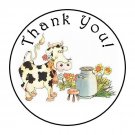 30 1.5" Thank You Cow Flowers Favor Labels Round Stickers