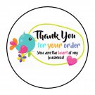 30 1.5" Thank You Bird Heart Favor Labels Round Stickers