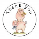 30 Thank You Pigs Favor 1.5 Inch Labels Round Stickers