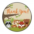 30 Thank You Woodland Animals Favor 1.5 Inch Labels Round Stickers