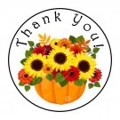 30 Thank You Sunflowers 1.5 Inch Labels Round Stickers