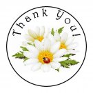30 Thank You Daisies Ladybug 1.5 Inch Labels Round Stickers