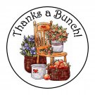 30 Thank You A Bunch Flowers Apples Favor 1.5 Inch Labels Round Stickers