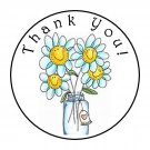 30 Thank You Flowers Favor 1.5 Inch Labels Round Stickers