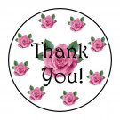 30 1.5" Thank You Pink Roses Flowers Favor Labels Round Stickers