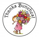 30 1.5" Thank You Girl Flowers Favor Labels Round Stickers