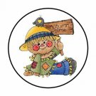 48 Cute Autumn Scarecrow Envelope Seals Labels Stickers 1.2" Round