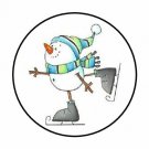 48 Christmas Snowman Ice Skating Envelope Seals Labels Stickers 1.2" Round