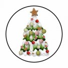 48 Country Christmas Tree Envelope Seals Labels Stickers 1.2" Round