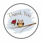 48 Thank You Owl Flower Envelope Seals Labels Stickers 1.2" Round
