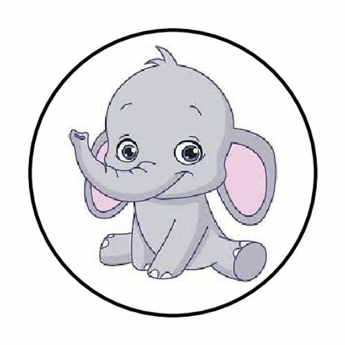 48 Gray Elephant Envelope Seals Labels Stickers 1.2" Round
