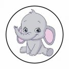 48 Gray Elephant Envelope Seals Labels Stickers 1.2" Round