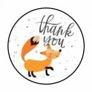 48 Thank You Fox Envelope Seals Labels Stickers 1.2" Round