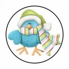 48 Christmas Blue Bird Winter Envelope Seals Labels Stickers 1.2" Round