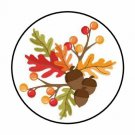 48 Fall Acorns Leaves Berries Envelope Seals Labels Stickers 1.2" Round
