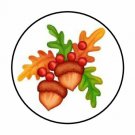 48 Fall Acorns Leaves Envelope Seals Labels Stickers 1.2" Round