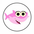 48 Pink Baby Shark Envelope Seals Labels Stickers 1.2" Round