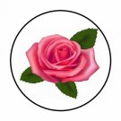 48 Pink Rose Flower Envelope Seals Labels Stickers 1.2" Round