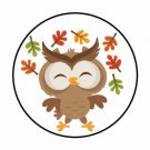48 Fall Autumn Leaves Owl Envelope Seals Labels Stickers 1.2" Round